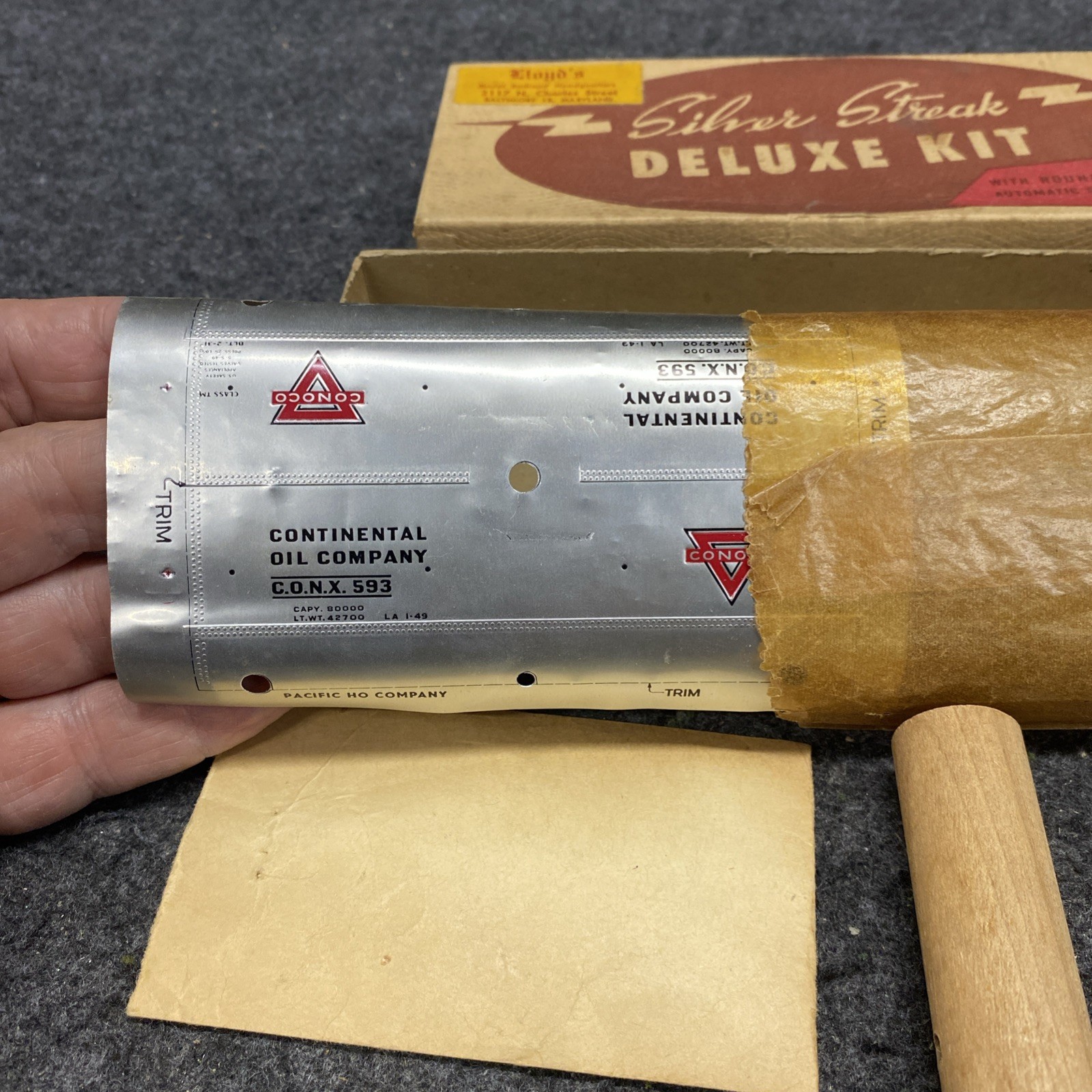 Silver Streak SS201 Tank Car Kit CONOCO, Wood & Diecast, NOS 1949 (SS051126-13)