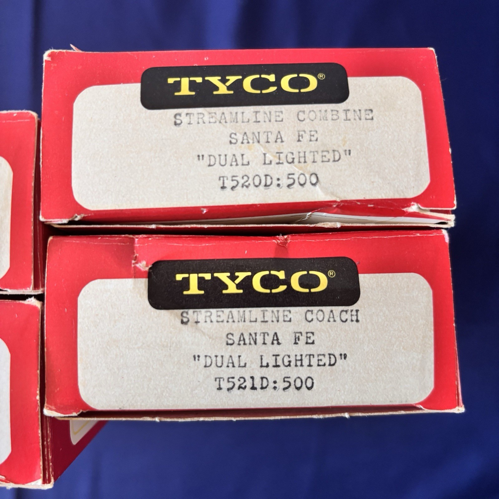 Vintage TYCO HO Scale Santa Fe Passenger Train Boxed Red Box 6 Piece Lot