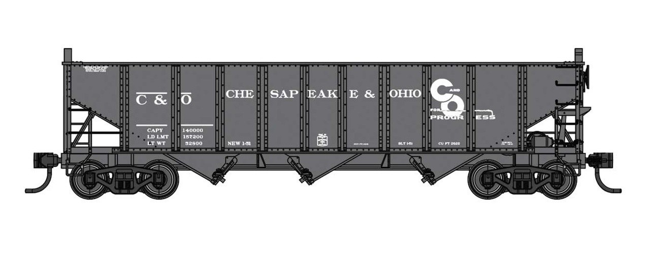 Walthers ~ HO Scale ~ 70-Ton AAR 3-Bay Open Hopper ~ Chesapeake & Ohio #105134