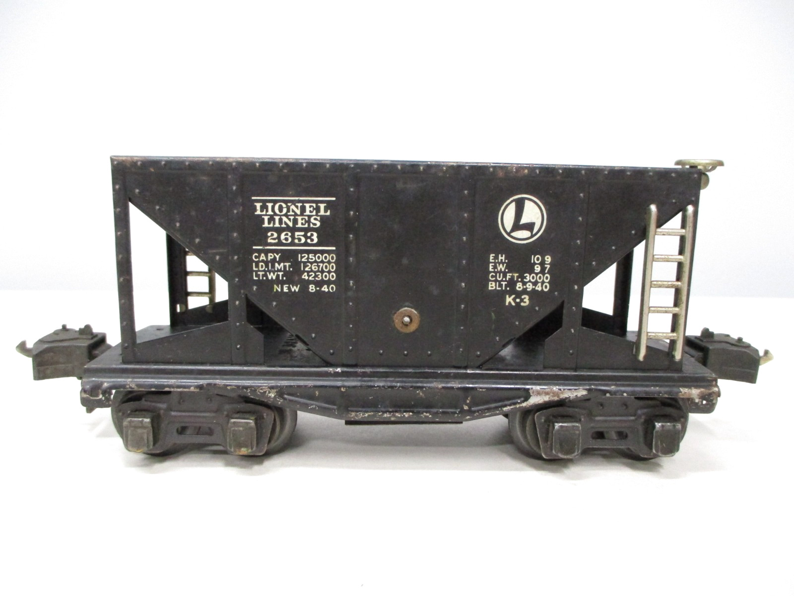 Lionel 2653 Hopper Black with White Ltrg 1940 Prewar O gauge X8051