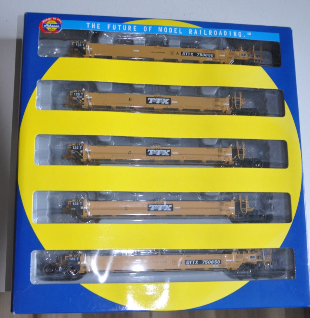 HO Athearn 95064 TTX Trailer Train Maxi I Well 5 Car Set Late 750650 READ Descpt