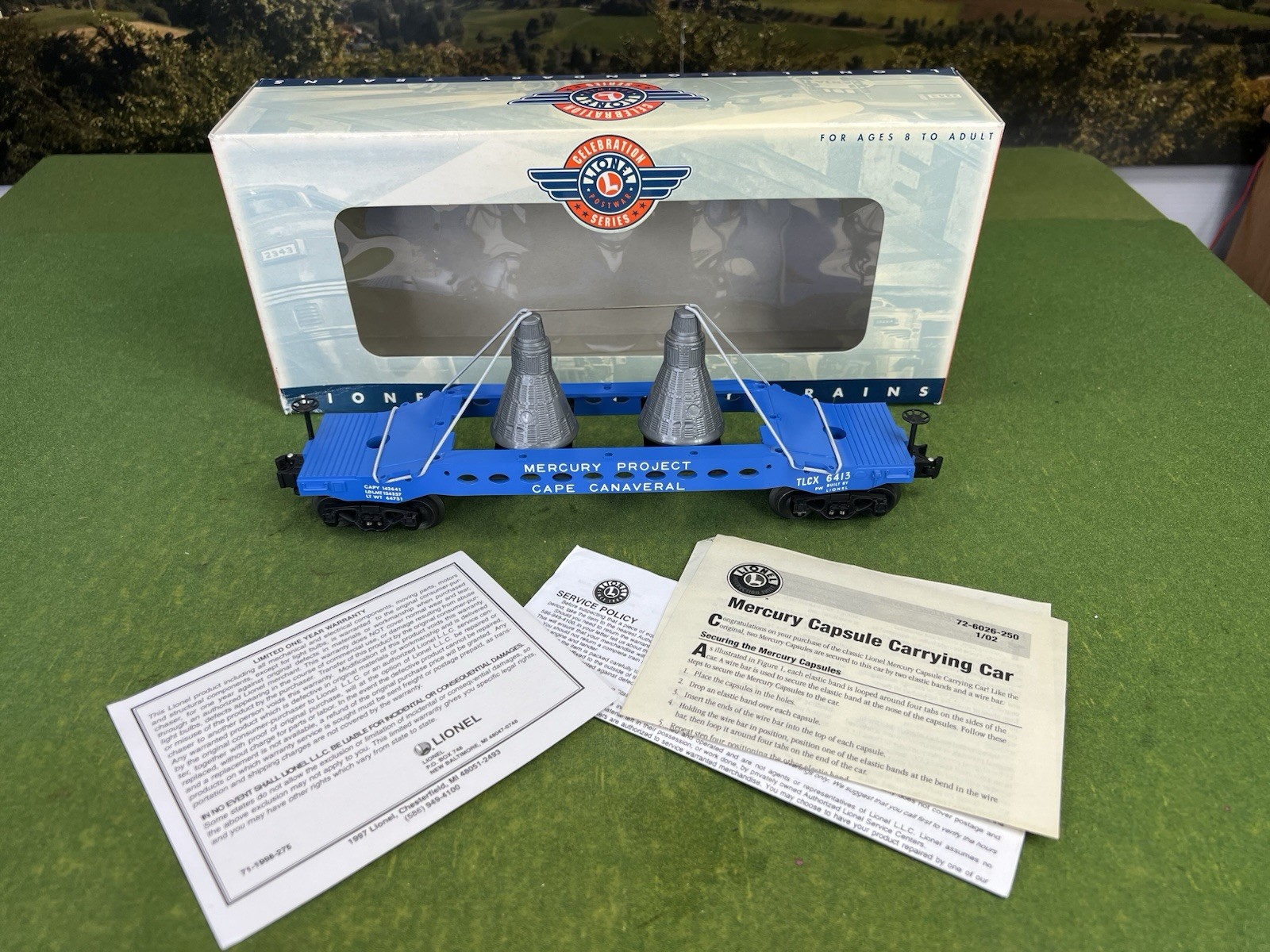 LIONEL 6-26026 PWC MERCURY CAPSULE CARRYING CAR #6413 O GAUGE NIB