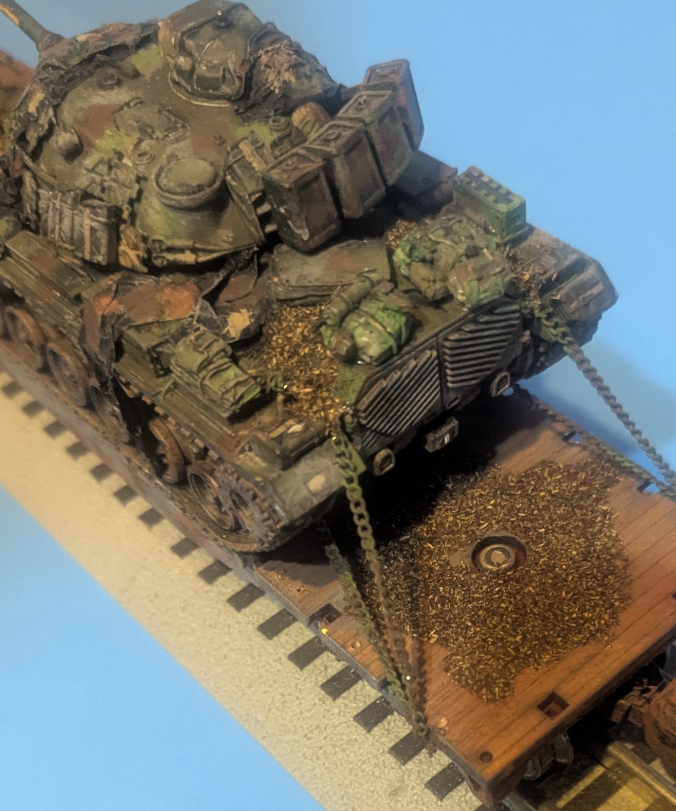 trains tanks and plane .US Marine Corps Tank On A Flatbed Train,O gauge 1:48