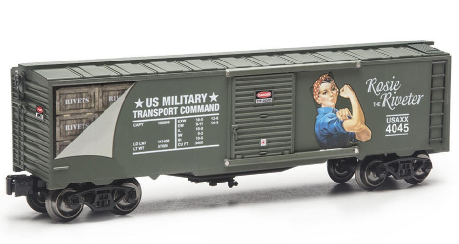 O Gauge Military Boxcar, Rosie the Riveter WWII US Army Train Cars Commemorative