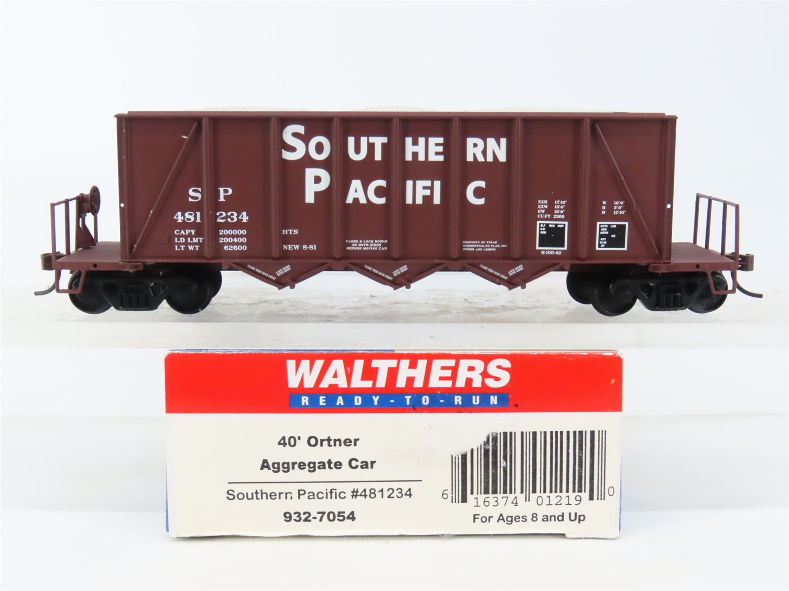 HO Walthers 932-7054 SP Southern Pacific 3-Bay Ortner Hopper #481234 w/ Load