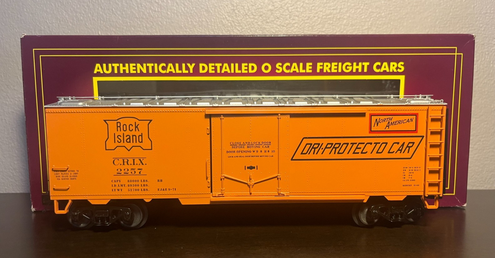 MTH O Gauge 20-94481 Rock Island Orange Reefer Dri-Protecto Car CRIX #2257 NEW