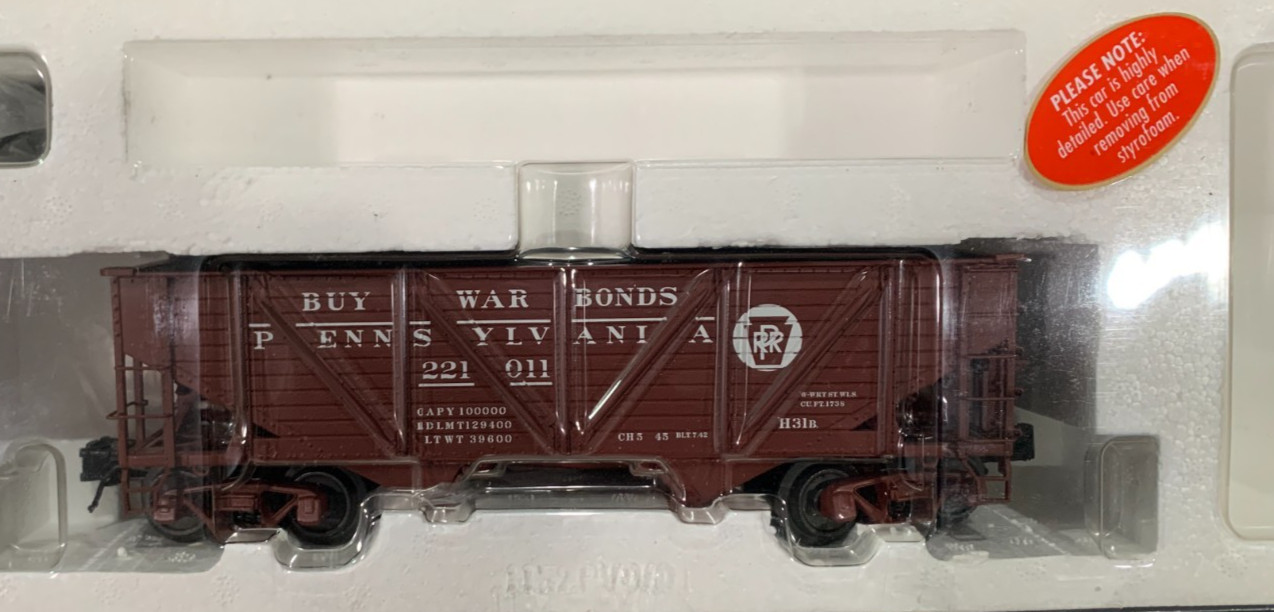 Atlas 6432-1, Die Cast PRR 50T War Emergency Hopper #221011, O Scale 1/48, LN