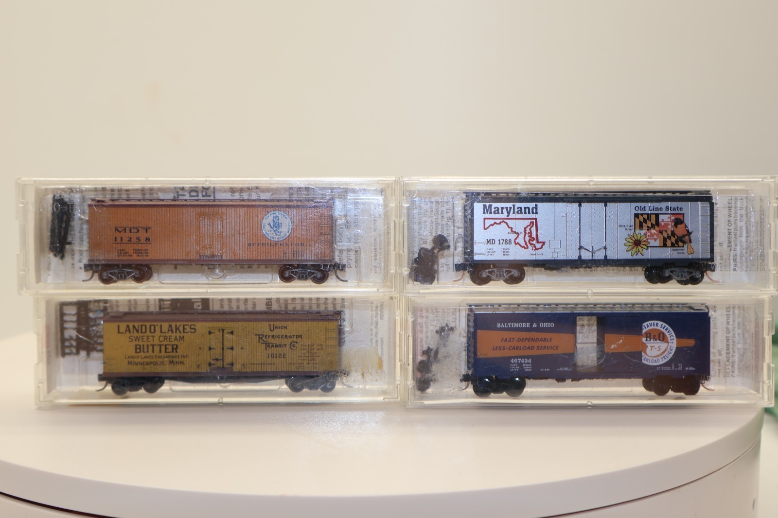 LOT MTL #47190 #49460 #21377 #20266 NYC Land O’ Lakes MD State B&O, Box Cars C-9