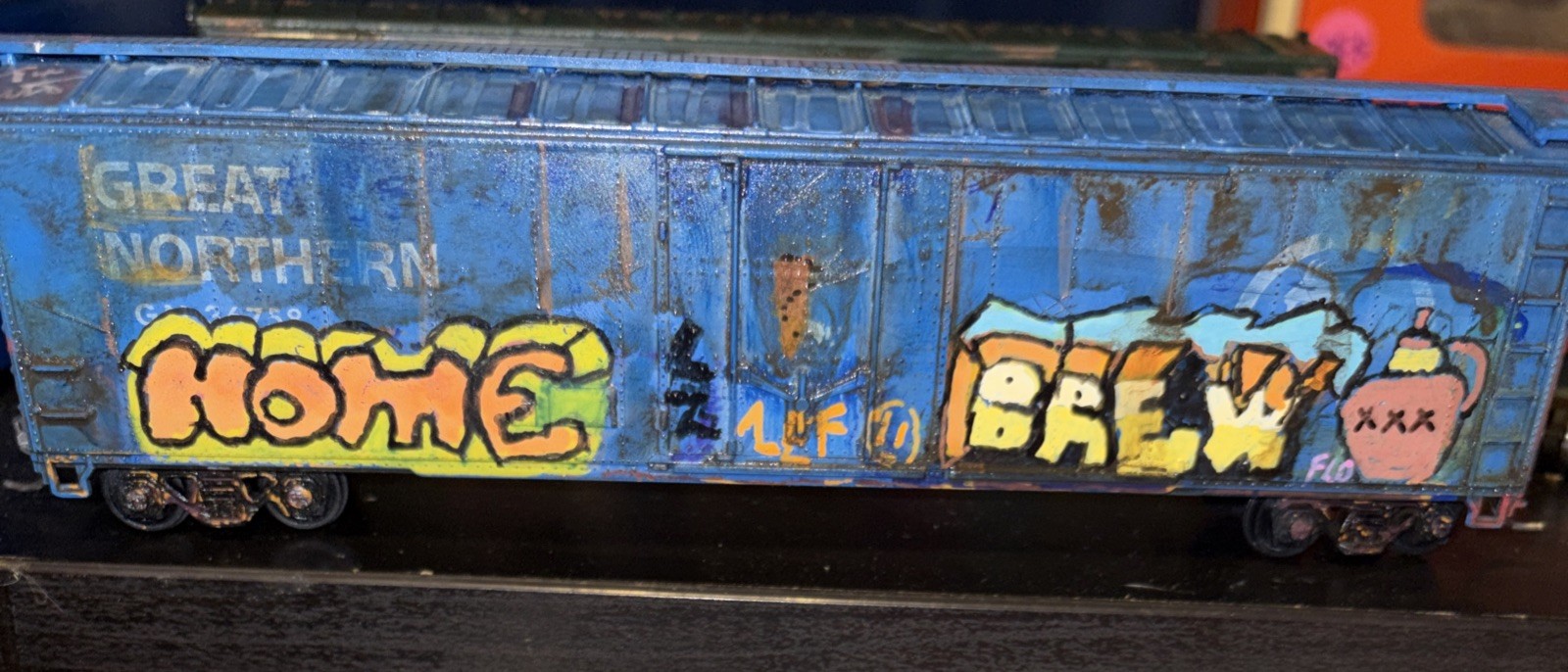 HO Scale Custom Graffiti + Weathered Box Car Great Northern