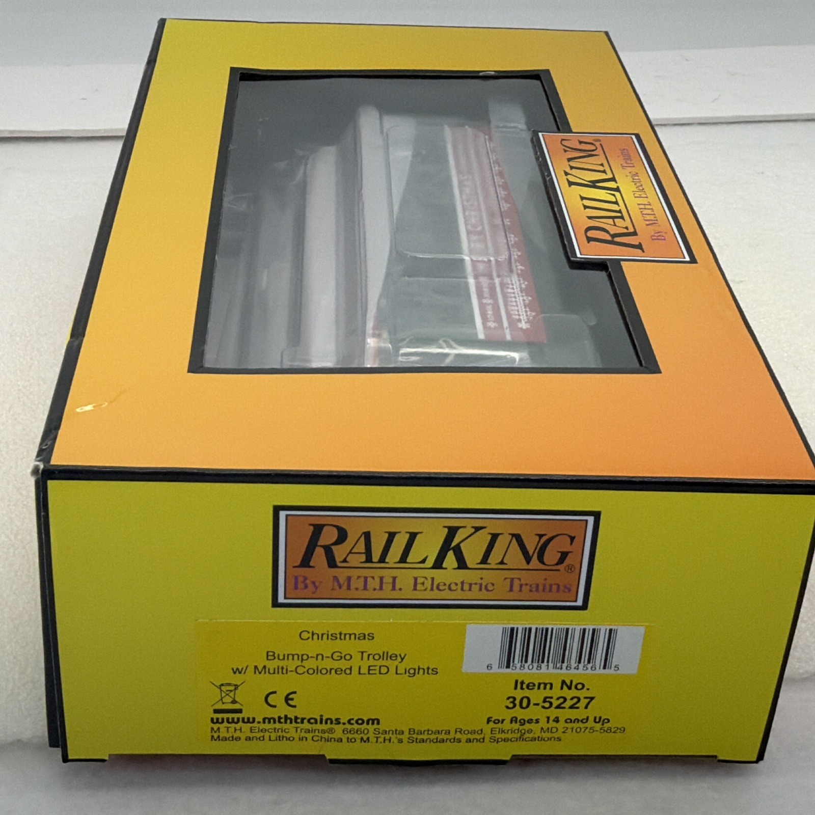 MTH RailKing 30-5227 Christmas Bump-n-Go Trolley Multi-Colored LED Lights New O