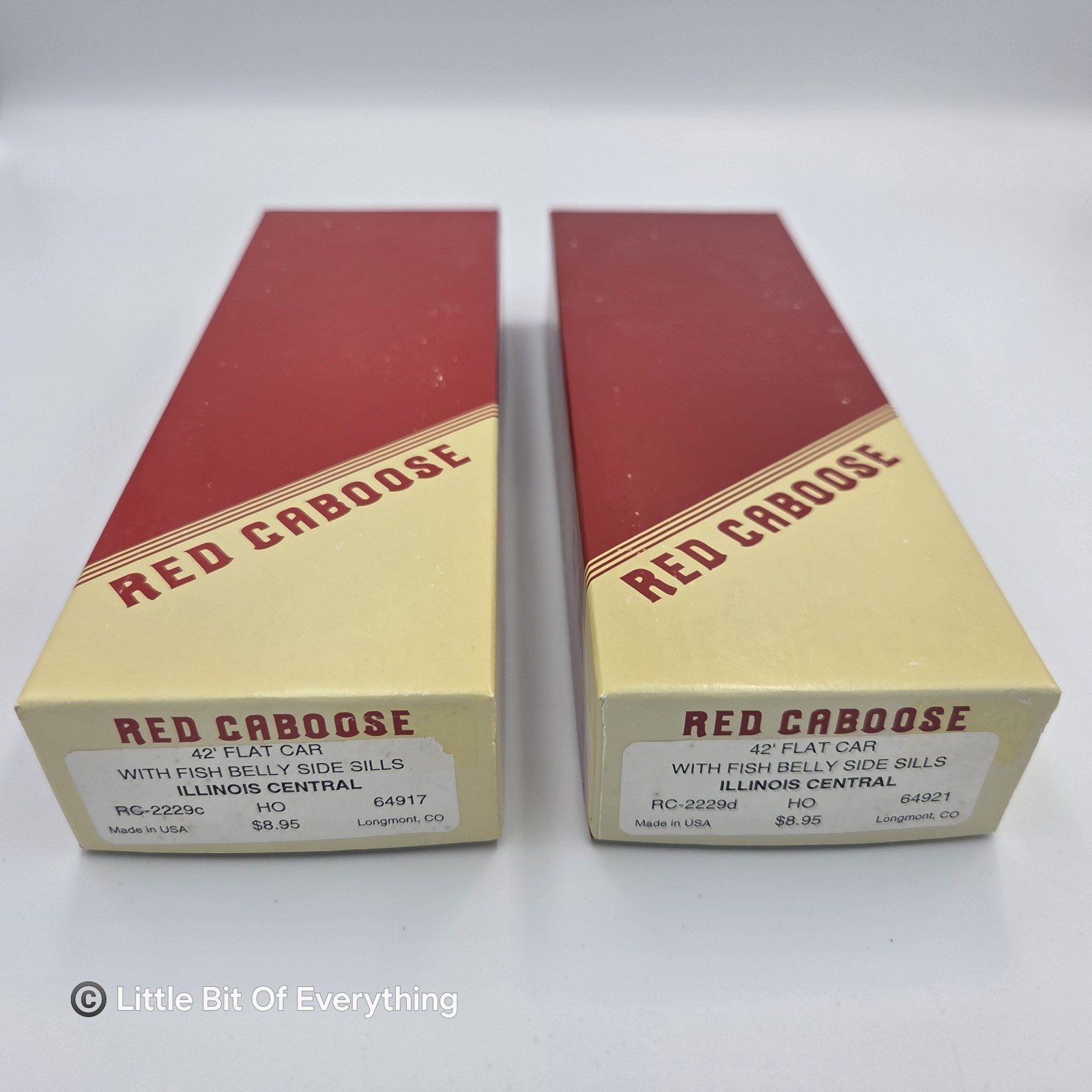 Red Caboose TWO CAR LOT: Illinois Central 42′ Flat Car w/ Fish Belly Side Sills