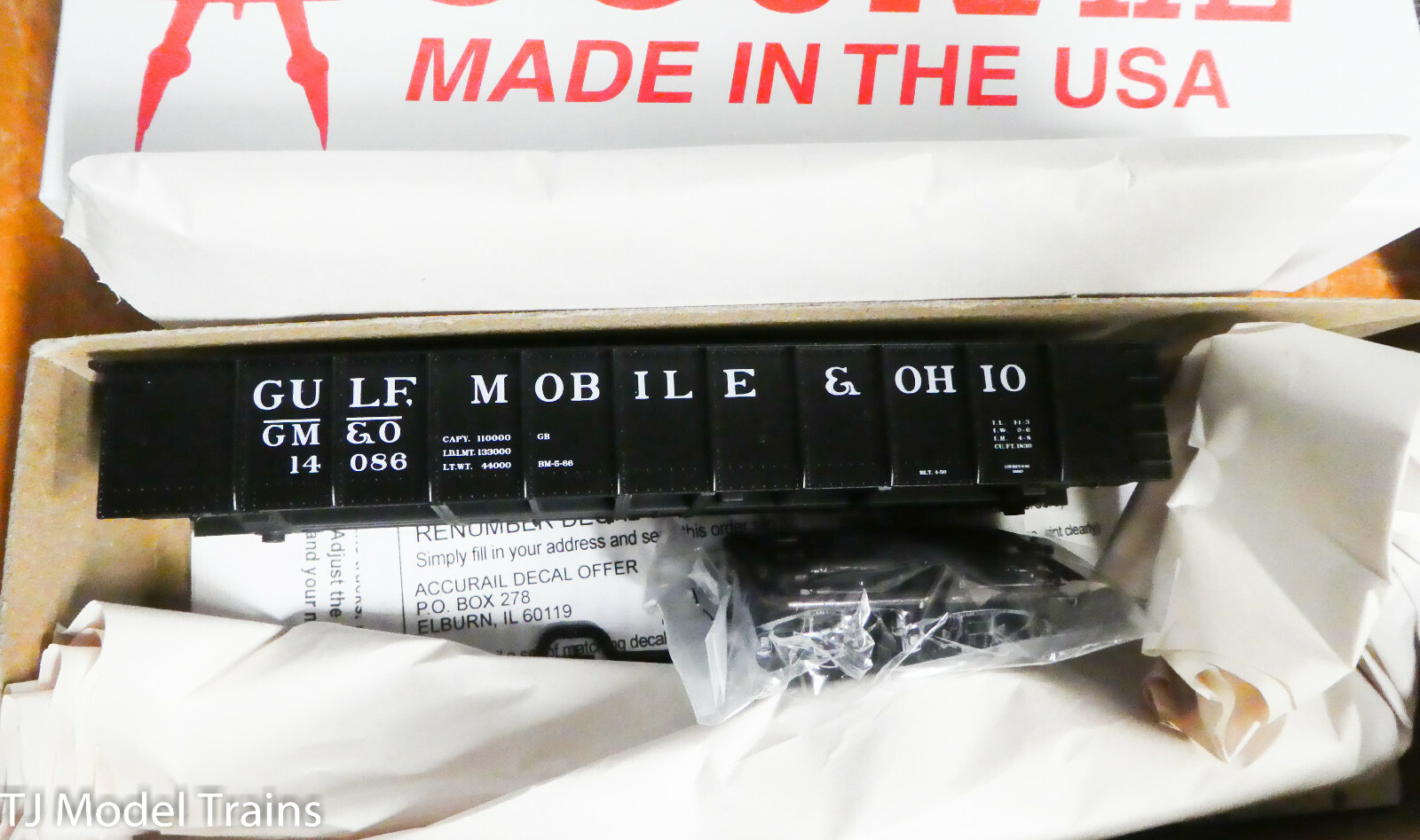 Accurail HO #3706.2 Gulf Mobile & Ohio (41′ Steel Gondola #14086) Plastic Kit