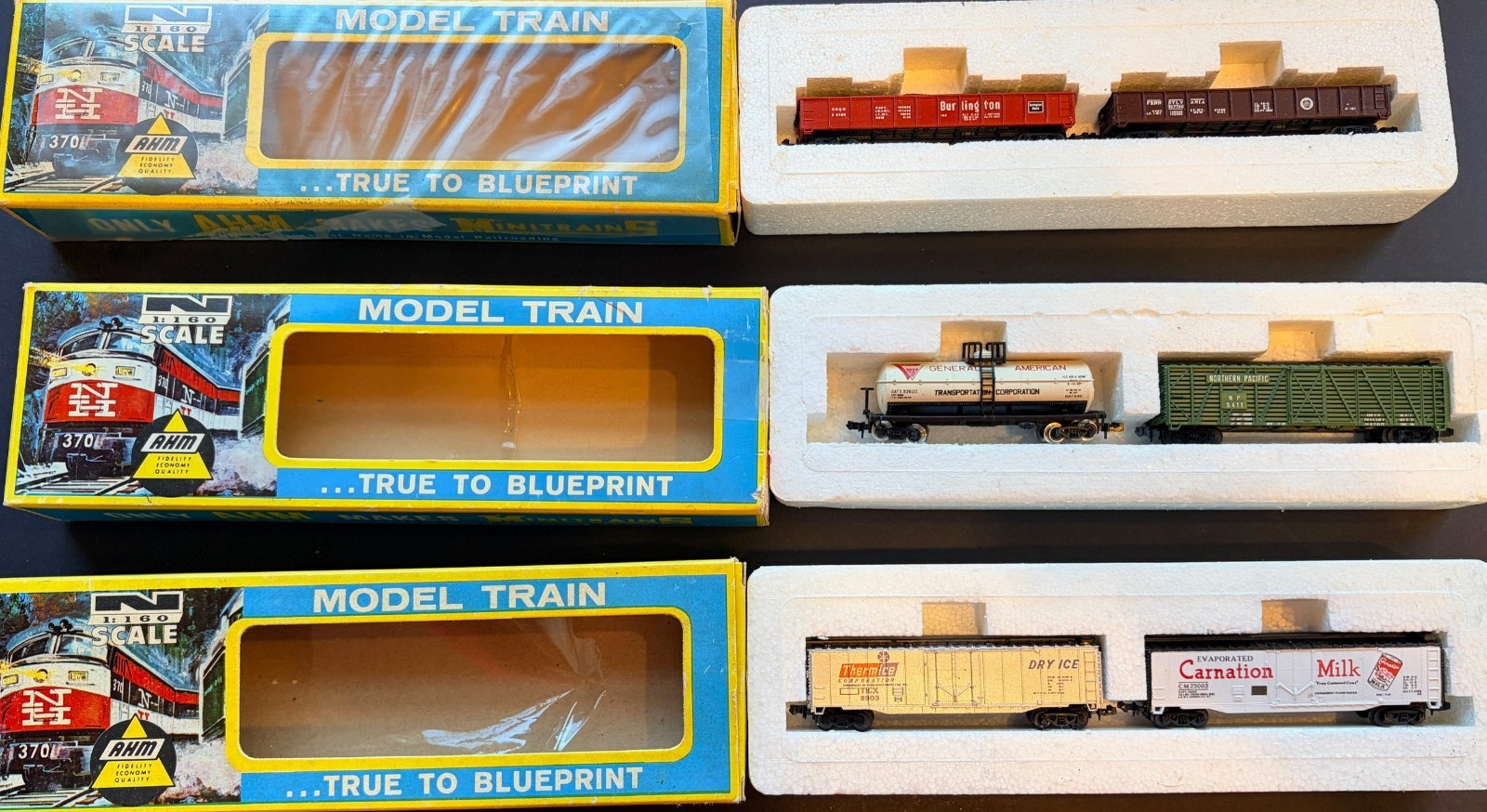 N Scale Vtg AHM Early RR Car Set Of 6 NOS With 1970s Boxes-Italy