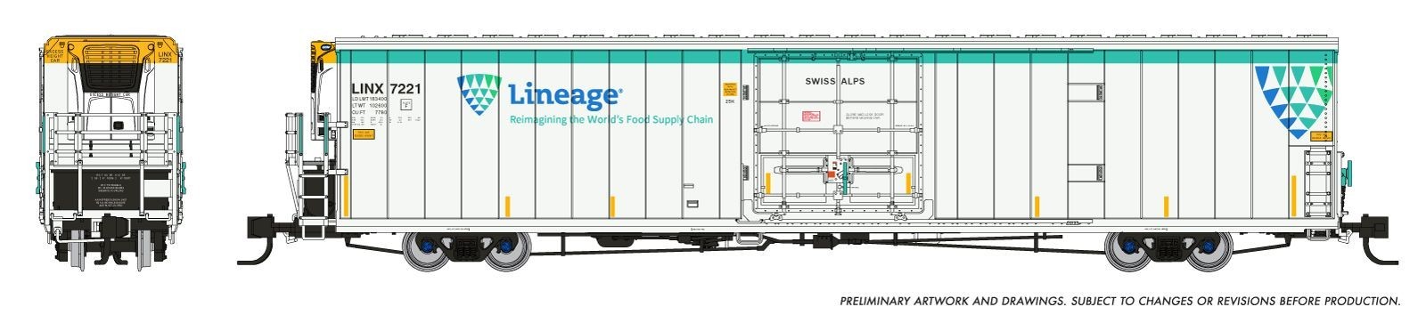 RAPIDO N GAUGE GREENBRIER REEFER LINEAGE “SWISS ALPS” #7221 PN 5670033