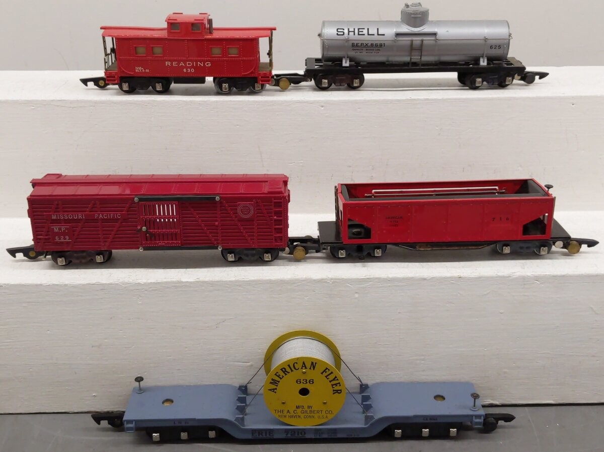 American Flyer Vintage S Assorted Freight Cars 625, 630, 629, 7210, 716 [5]/Box