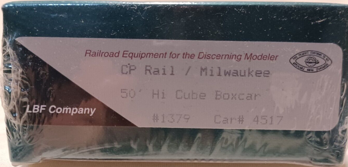 HO SCALE LBF 1379 CP RAIL / MILWAUKEE 50′ HI CUBE Box Car # 4517 New in box!!