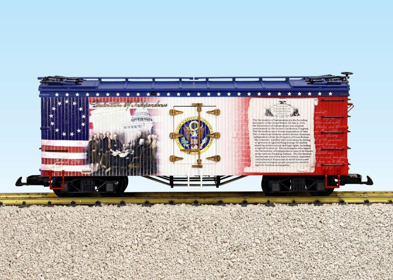 USA Trains G Scale R16058 THE DECLARATION OF INDEPENDENCE Patriotic Box Car