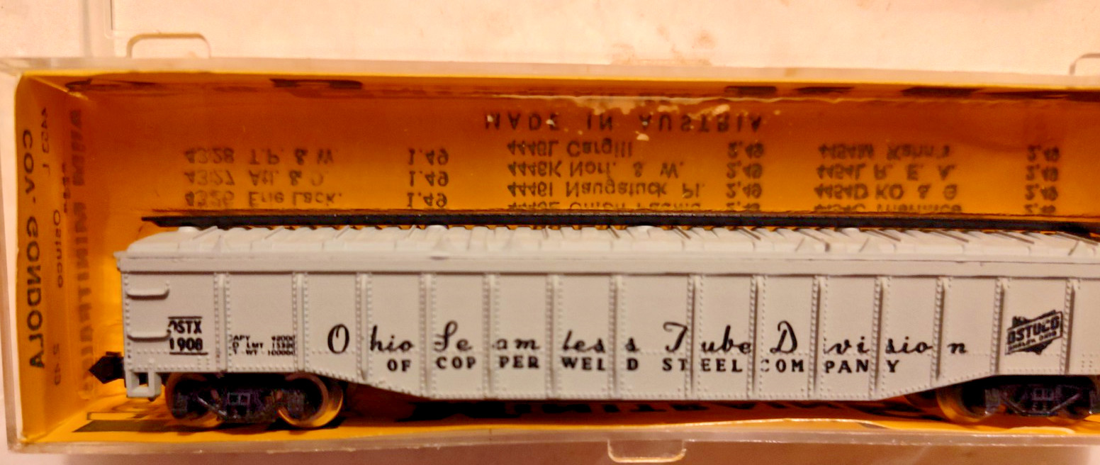 N scale AHM Minitrains Ohio Seamless Tube covered gondola OSTX 1908