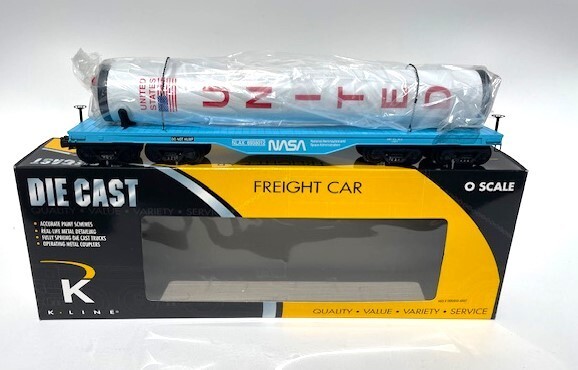 incredible K Line O-gauge model train flatcar with NASA rocket booster 1/48 NEW
