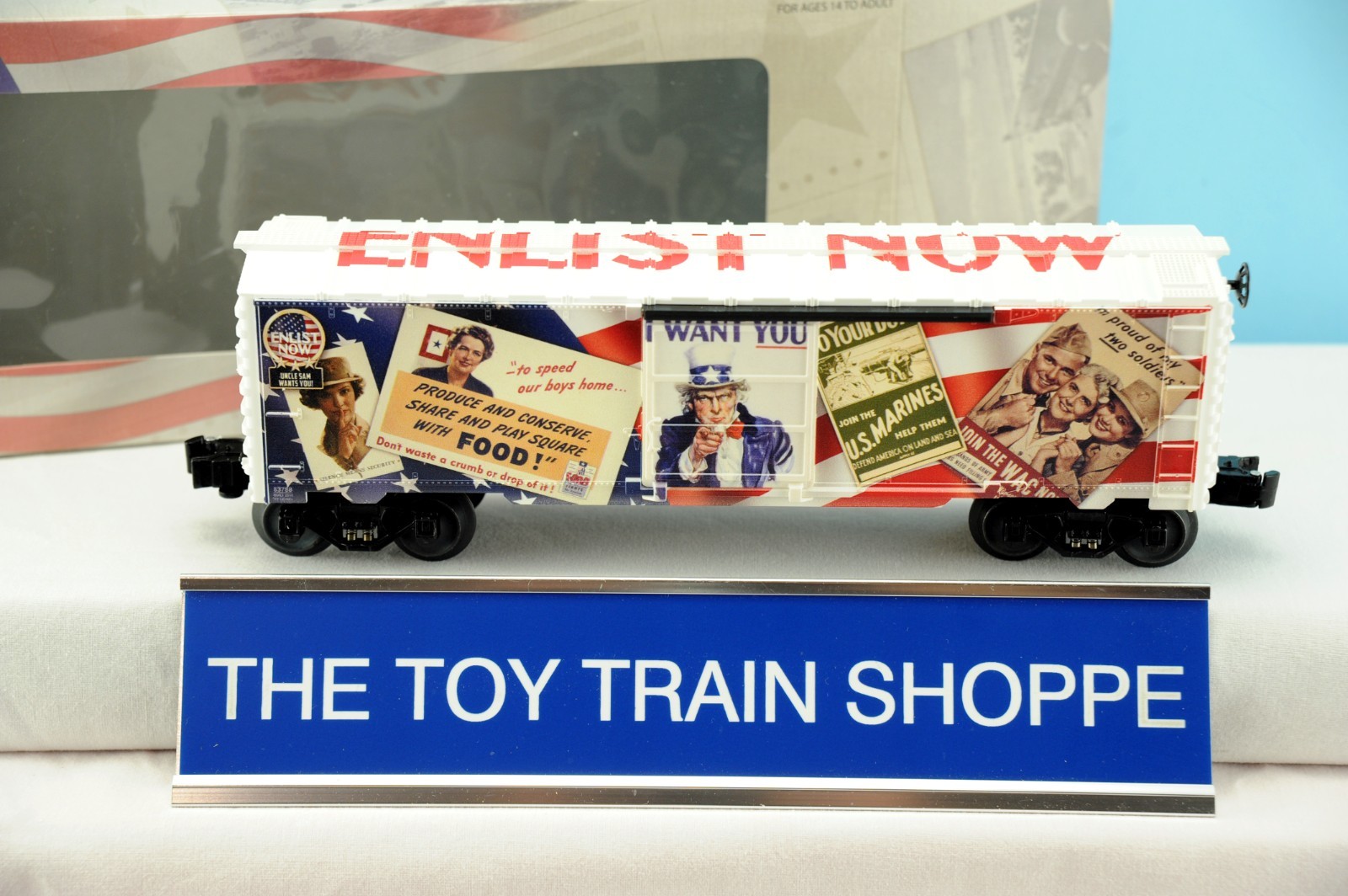 LIONEL 83788 UNCLE SAM “ENLIST NOW” WWII BOXCAR-DIFFERENT ON EACH SIDE-NEW IB.