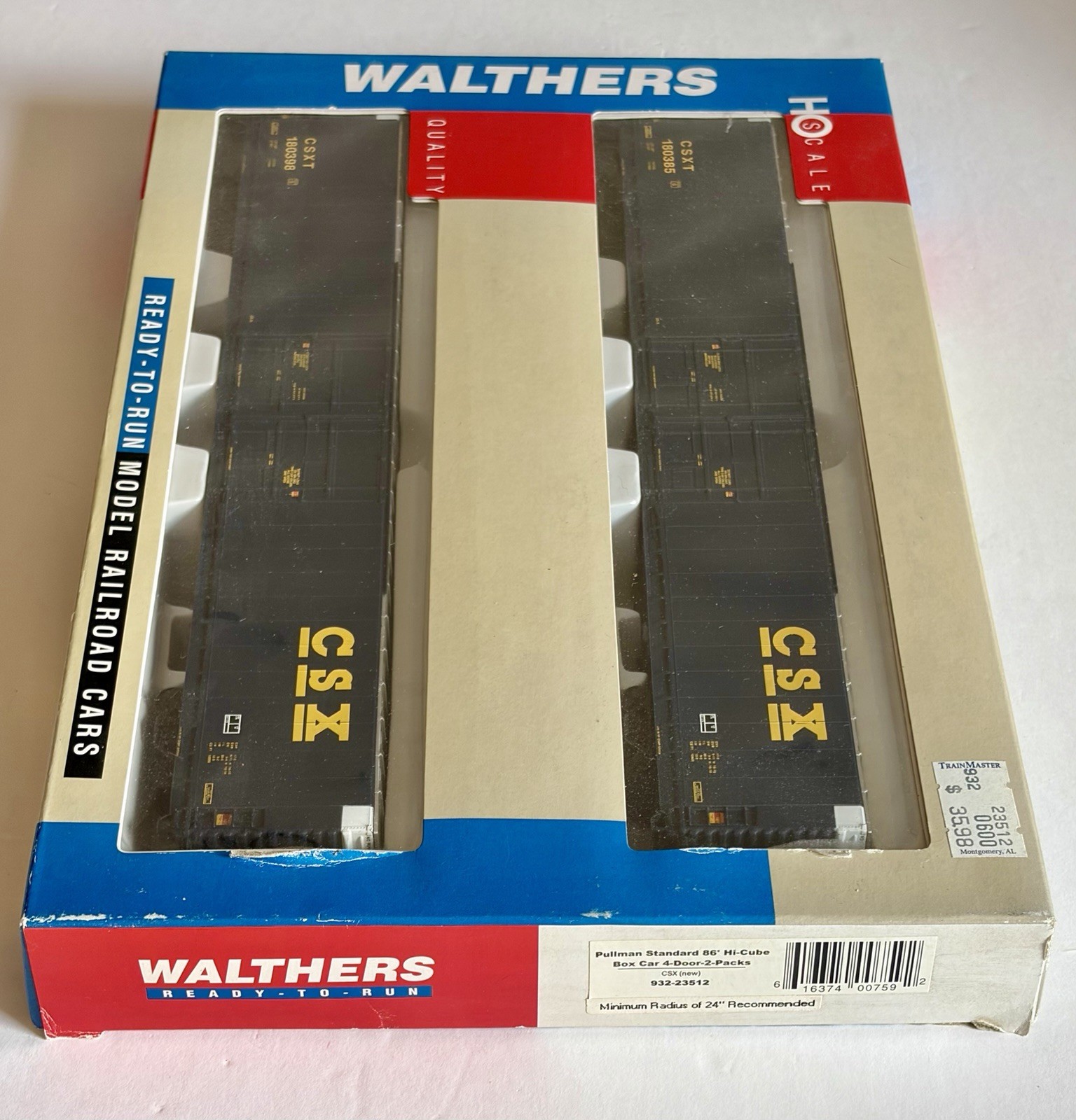 Walthers HO Scale Pullman Standard 86′ Hi-Cube Boxcar 4-Door 2-Pack #932-23512