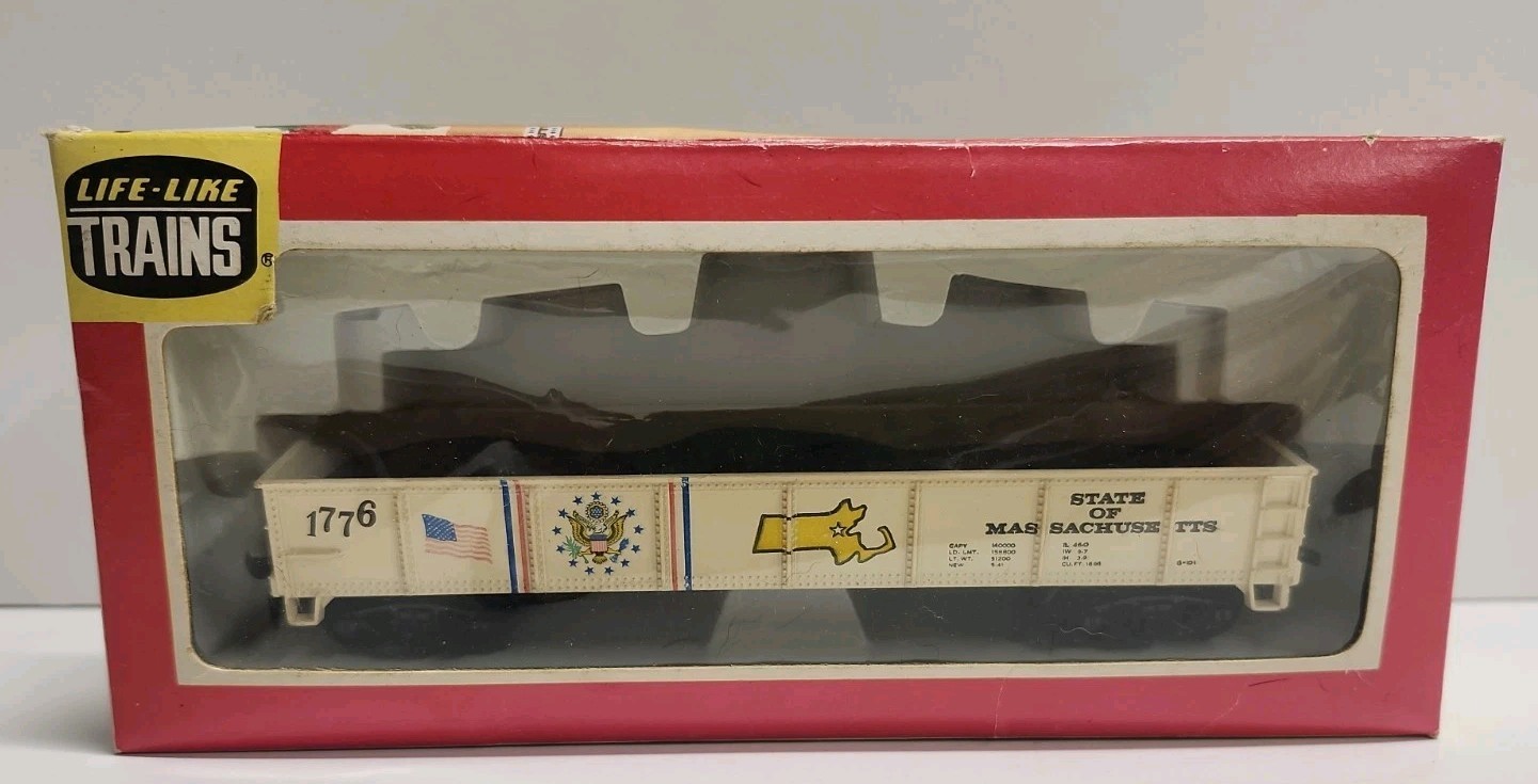 Life-Like Trains HO Scale 1:87 Bicentennial Gondola State Of Massachusetts