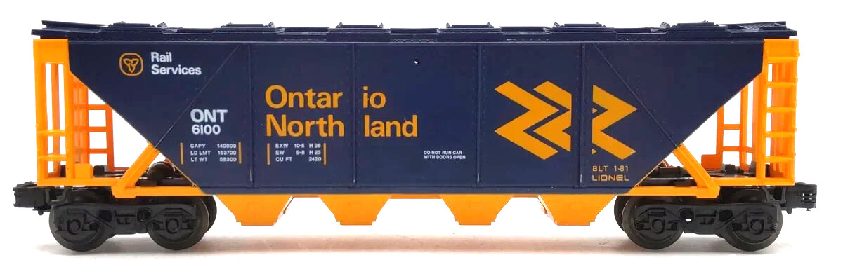Lionel 6-6100 O Gauge Ontario Northland Covered Quad Hopper NEW