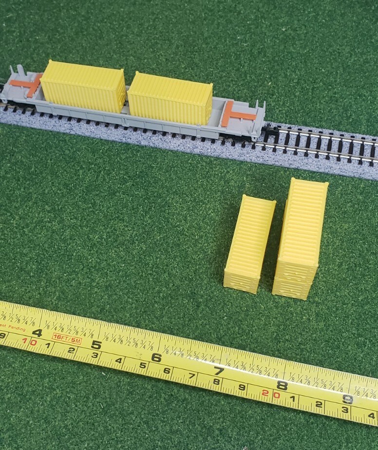 1/160 N Scale 5 Pack 20ft Shipping Containers YELLOW In color FREE SHIPPING
