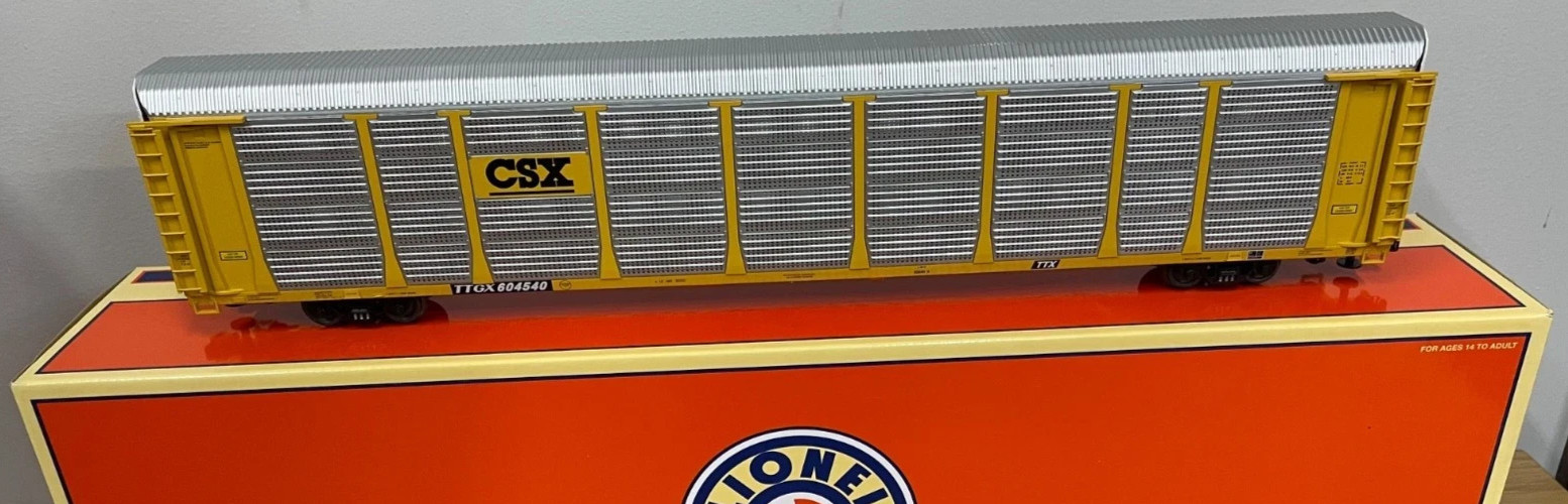 Lionel 6-27465 CSX Autorack Scale-Size 89′ Train Car Road Number 604540 O Gauge