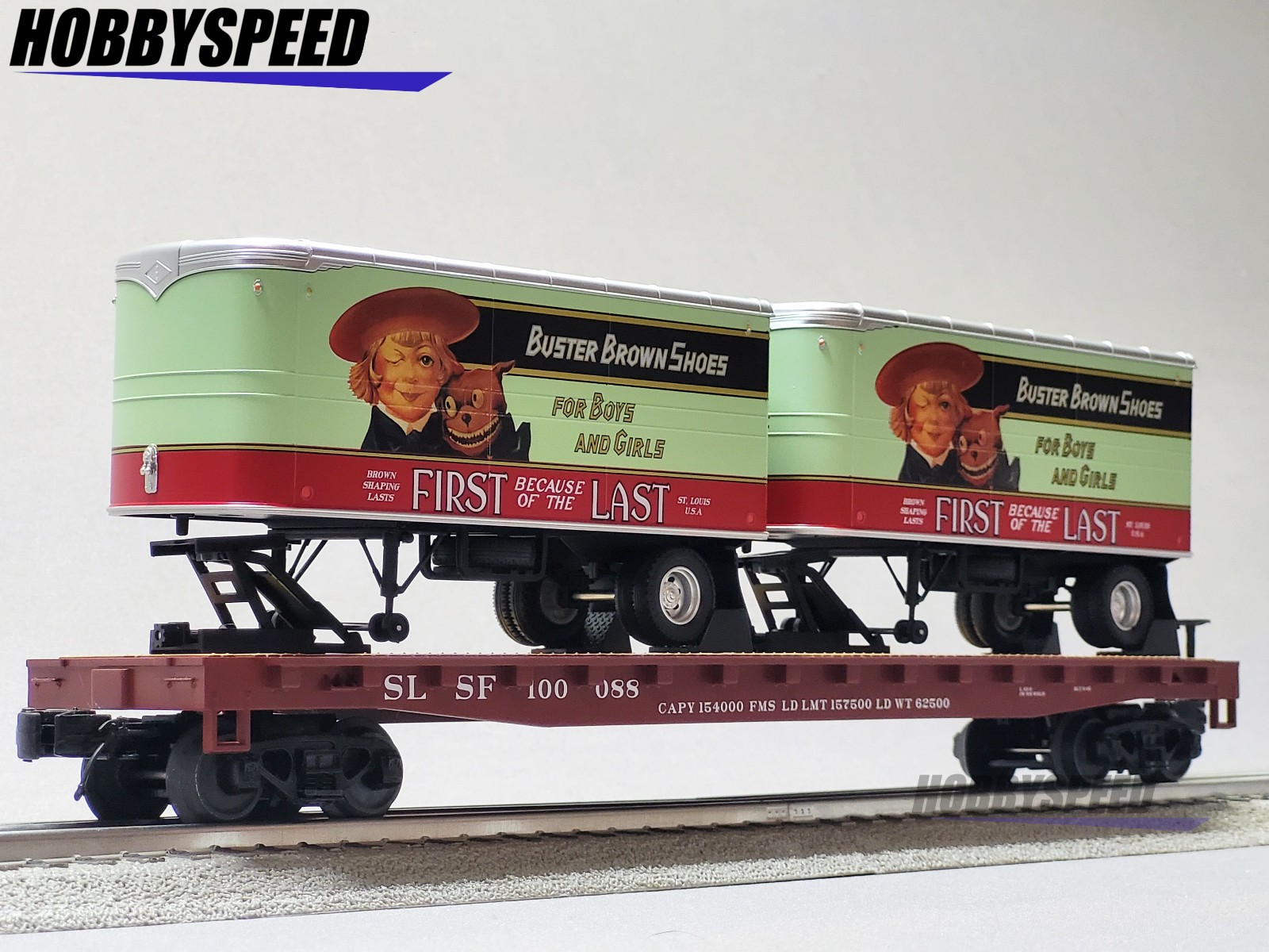 MTH PREMIER FRISCO FLATCAR W/ 2 PUP TRAILERS #100088 O GAUGE 20-95716-100088 NEW