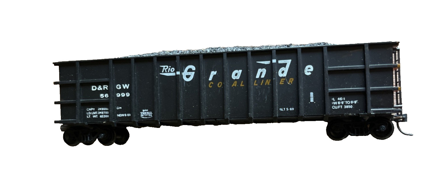 Roundhouse HO D&RGW HI-Side Gondola Coal Liner #56999 w/Kadees & Coal Load