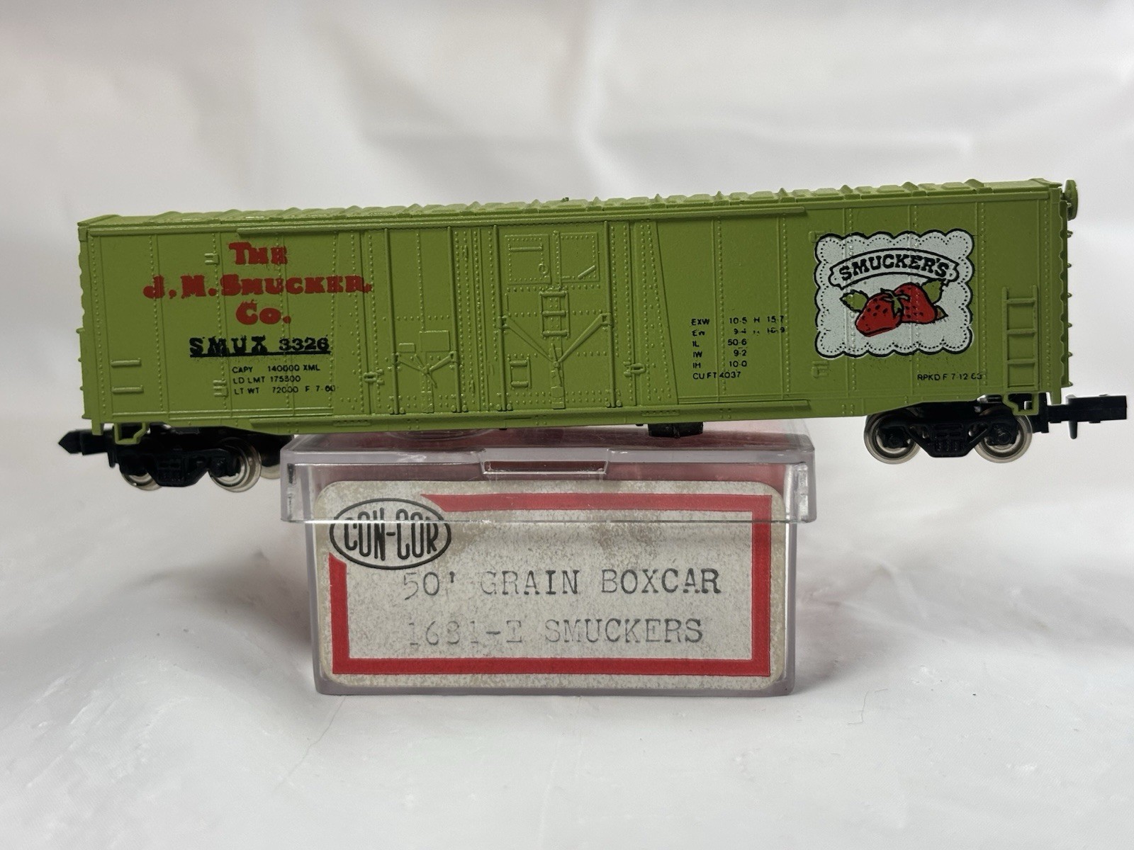 Vintage N Scale CON -COR Smucker’s Grain Boxcar 1681-E Japan