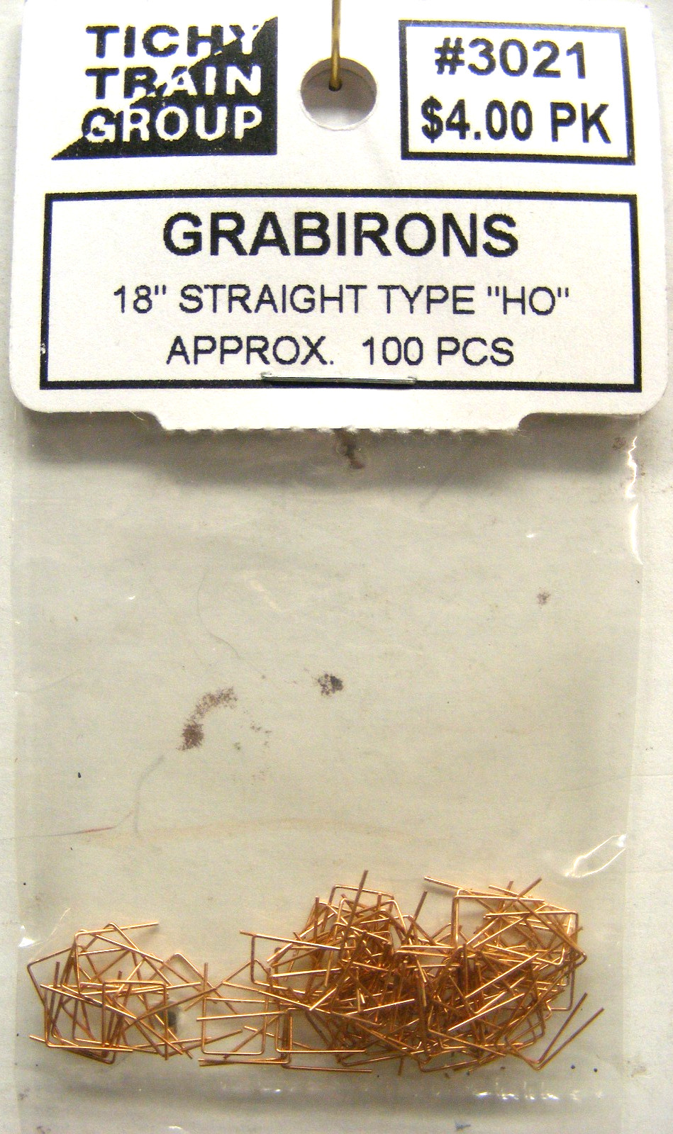 Tichy Group #3021 .Grabiron, 18″ Straight Type HO Scale (100 pcs)