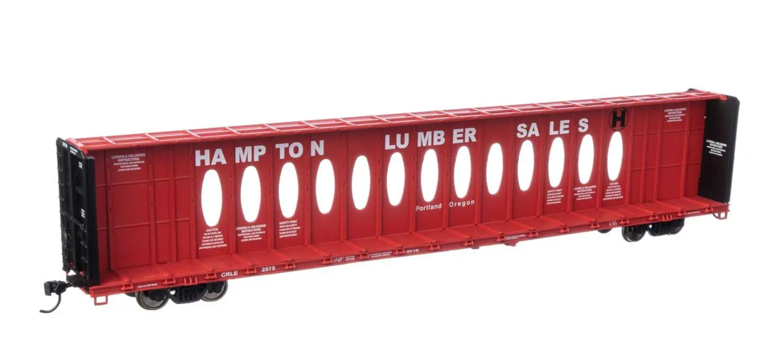 Walthers HO Scale Hampton Lumber CRLE #2562 72′ Centerbeam Flatcar 910-50708