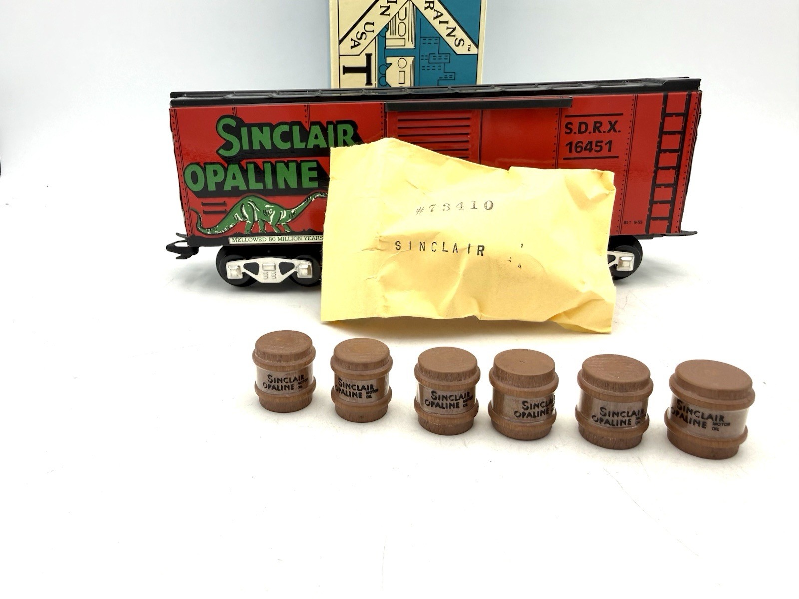 Modern Marx O Scale Trains Sinclair Boxcar W Barrel Load 73410 Boxed W inserts