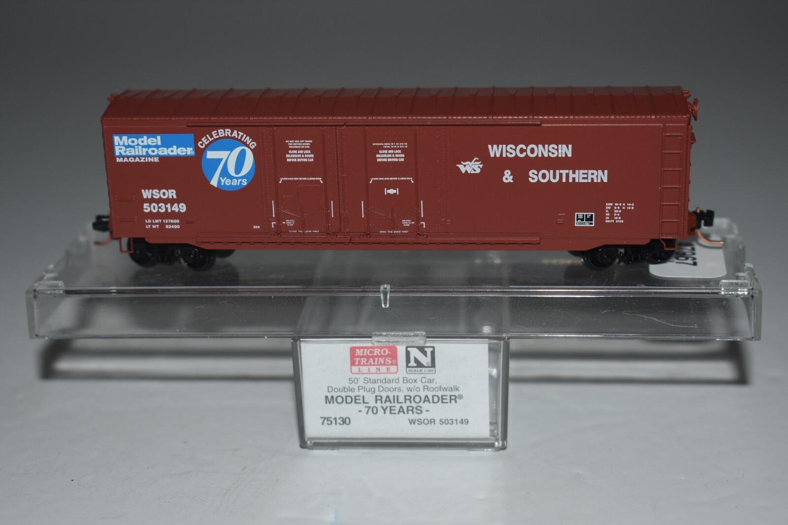N Scale MTL 75130 Model Railroader 70th 50′ Double Door Boxcar 503149 C49355