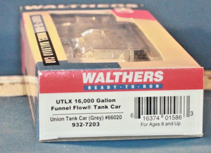 JP HO Walthers Gold Line 932-7203 UTLX 16,000 Gal Funnel Flow Tank Car #66020