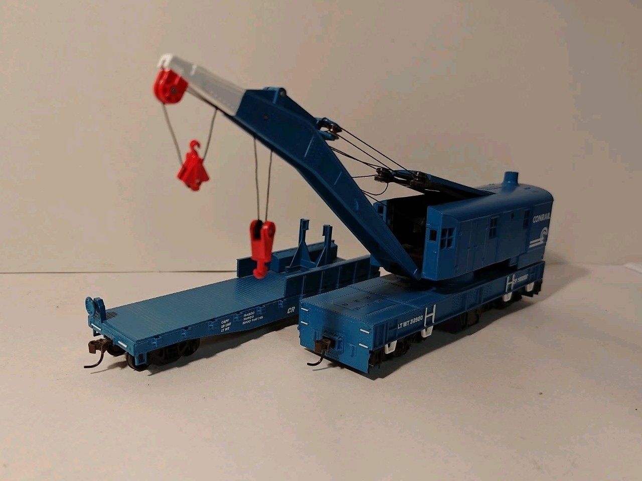 HO Scale Athearn 7530 200 Ton Crane Tender Conrail CR 50202 45501 Set Excellent