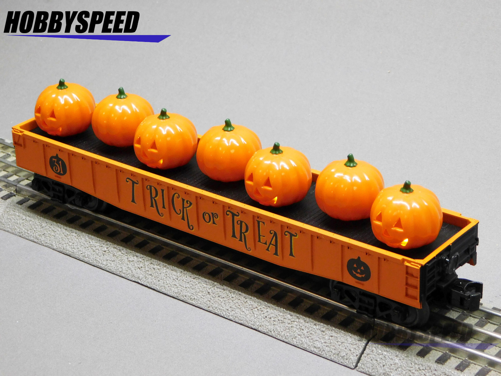 MTH RAILKING HALLOWEEN GONDOLA CAR W/FLICKERING JACK O LANTERNS 30-72244 NEW