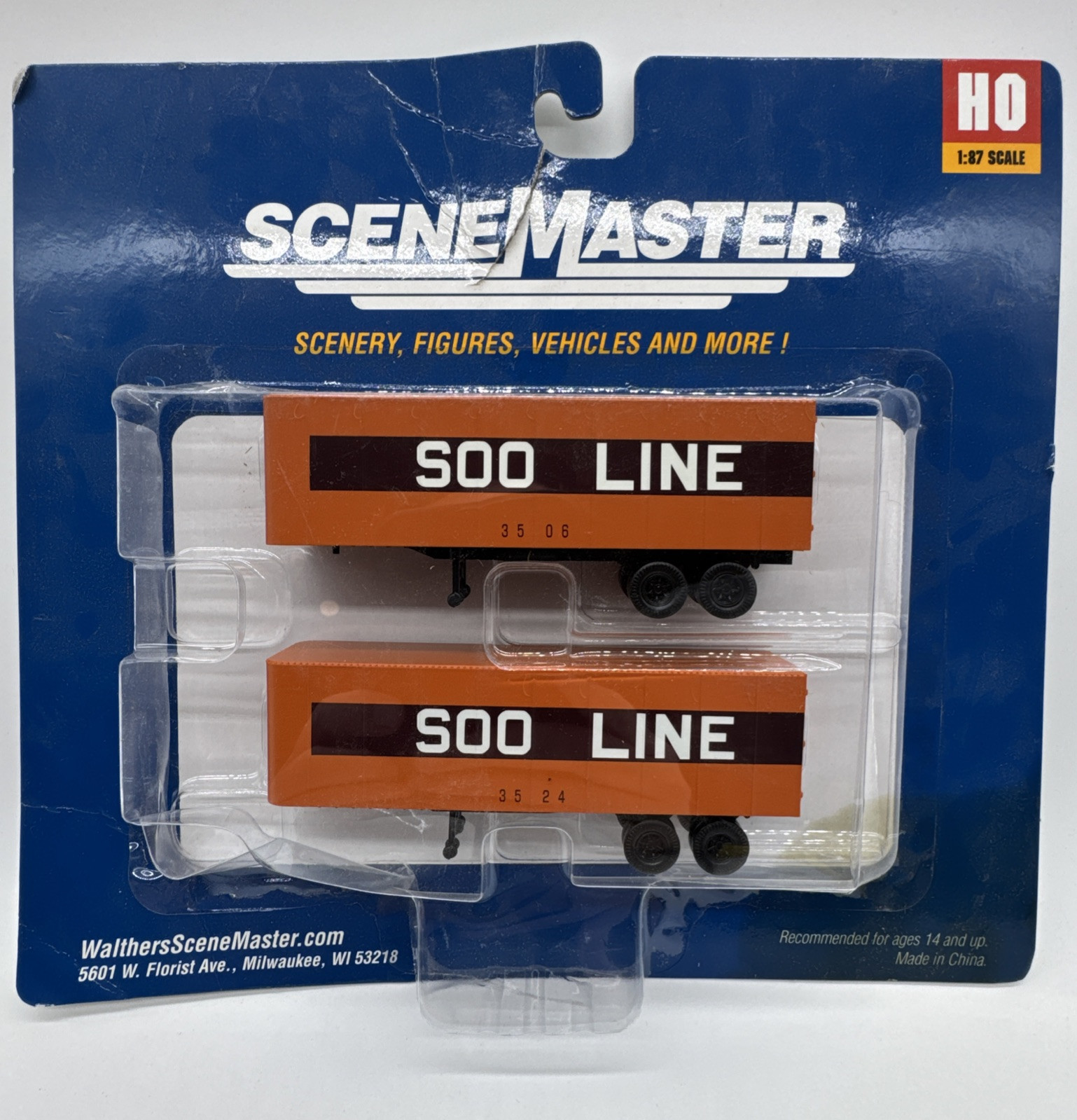 Walthers SceneMaster HO Scale Soo Line Railroad 32’ Freight Trailer 2 Pack NIP