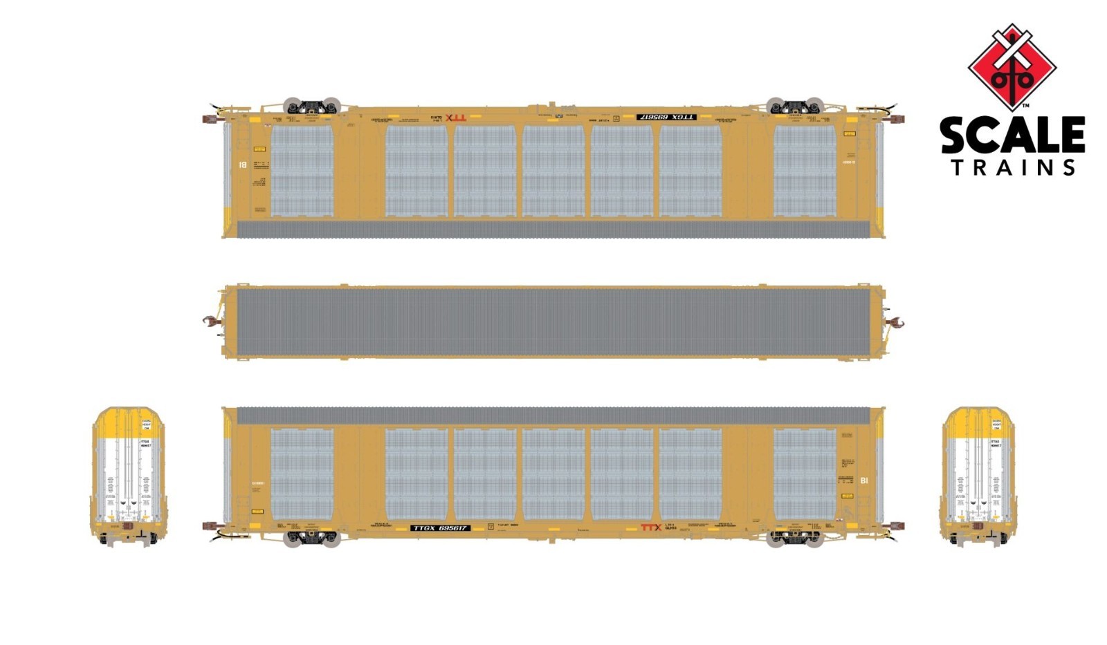 SCALE TRAINS SXT38895 HO TTX/TTGX GUNDERSON MLTI MAX AUTORACK #695663 FEC