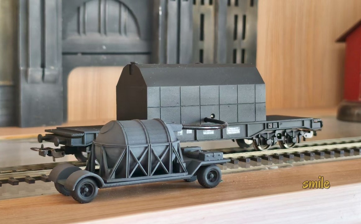 Ho Scale Train Model DRG Railway V2 Rocket Duel Transport Vehicle +Tank Truck