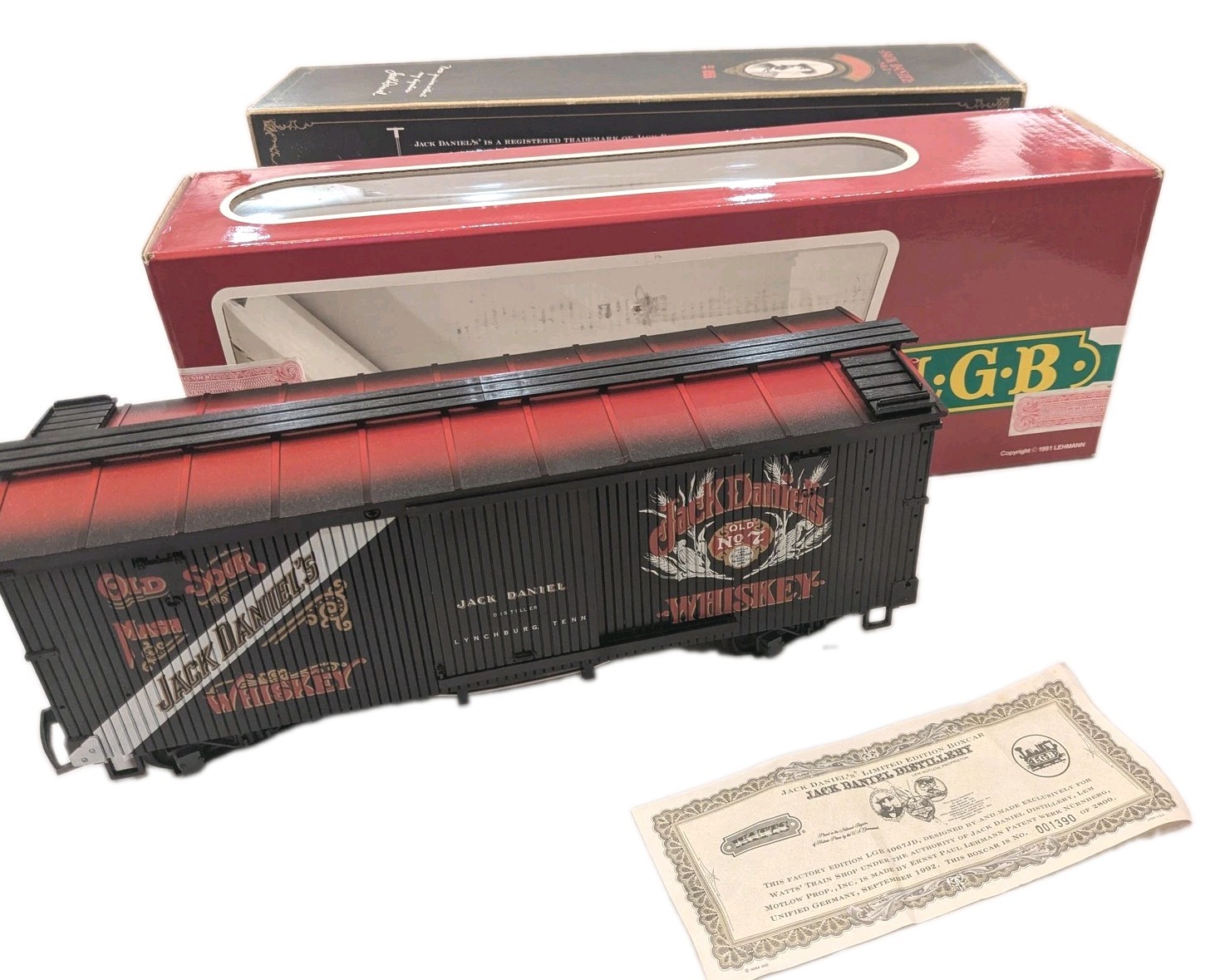 LGB Jack Daniels Whiskey Box Car 4067 JD G Gauge Black Watts Limited Edition
