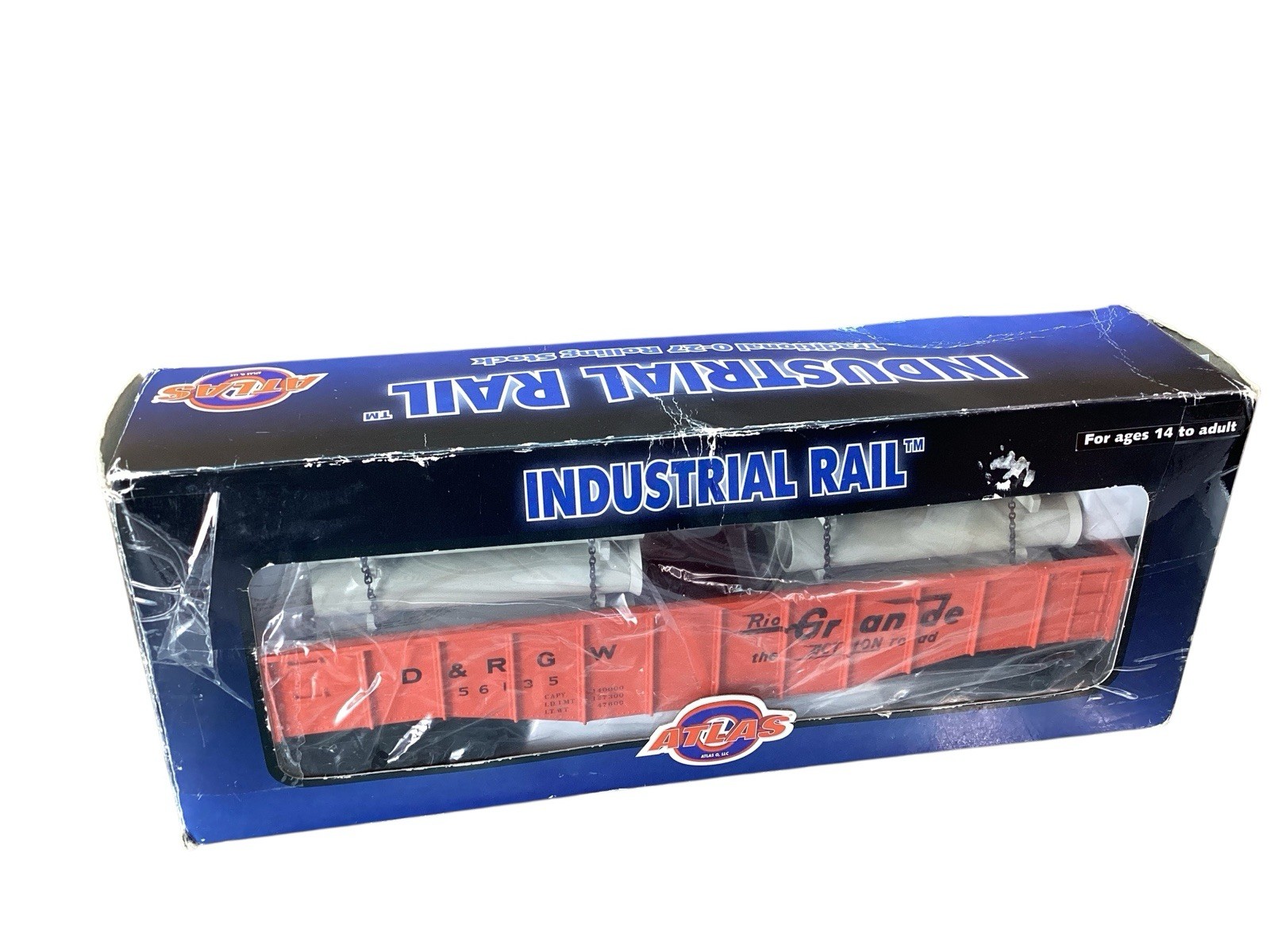 Atlas Industrial Rail 0-27 Rolling Stock | D&RGW | Road #56135 | Pipe Load