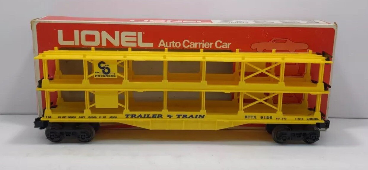 LIONEL CHESAPEAKE & OHIO AUTO CARRIER CAR 6-9126! O GAUGE OPEN 3 TIER C&O