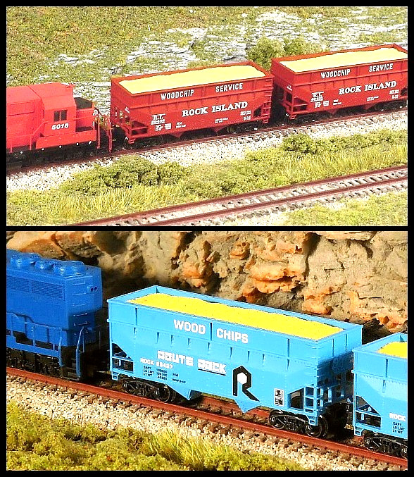 Z Scale ROCK ISLAND 33′ Extended-Top Woodchip Hoppers ~ FTCOL73 Set #1 ~ NIB