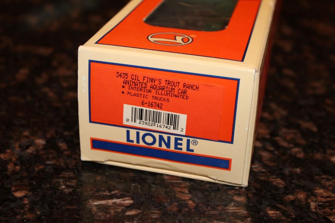 1996 Lionel 6-16742 O “Gil Finn’s Trout Ranch” Animated Aquarium Freight Car NIB