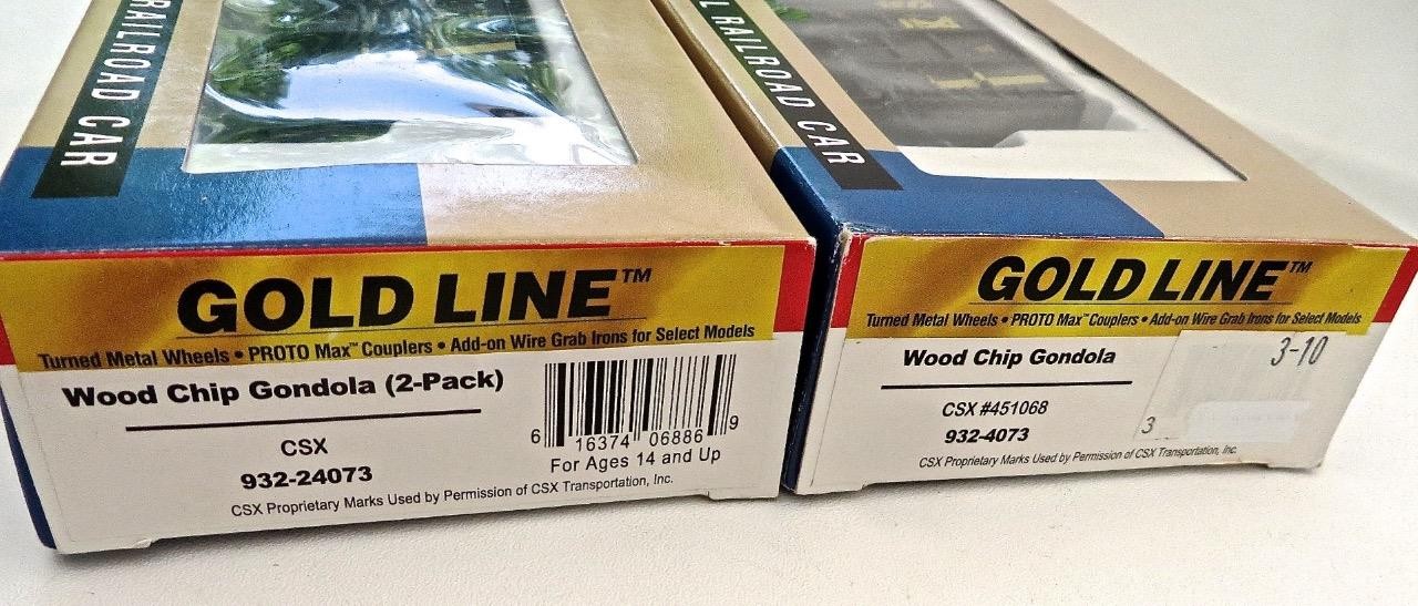 HO Walthers Gold Line 2 Pack 932-2473 CSX Wood Chip Gondolas Brand New