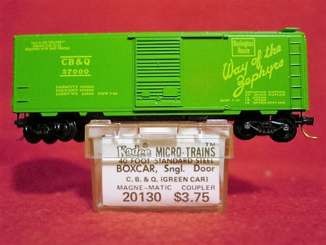 KD 20130 C.B.& Q. (Green Car) 40′ Box Car #37000 ‘NEW’ N-SCALE
