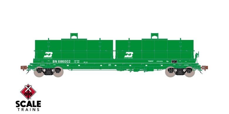 Set of 2- ScaleTrains BN 48′ Coil Steel Car – Rivet Counter – 2 Diff Rd#s – BNIB